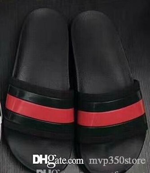 2018 black rubber slide sandal slippers green red white stripe fashion design men women with box classic ladies summer flip flops
2018 black rubber slide sandal slippers green red white stripe fashion design men women with box classic ladies summer flip flops