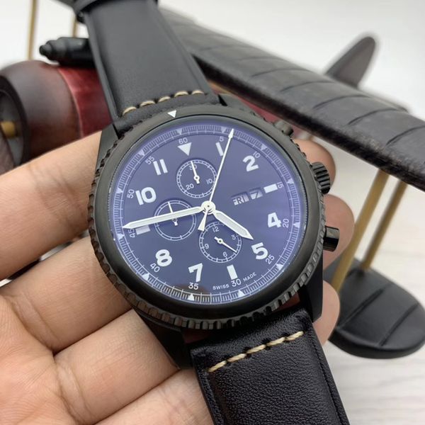 sport style aviator 8 calendar quartz chronometer mens watches pilot watch black dial working subdials day date wristwatches, Slivery;brown
sport style aviator 8 calendar quartz chronometer mens watches pilot watch black dial working subdials day date wristwatches, Slivery;brown