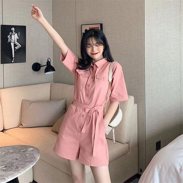 women's suit 2020 new design sense waist bandage shorts breasted cardigan short sleeve jumpsuit, Black;white
women's suit 2020 new design sense waist bandage shorts breasted cardigan short sleeve jumpsuit, Black;white