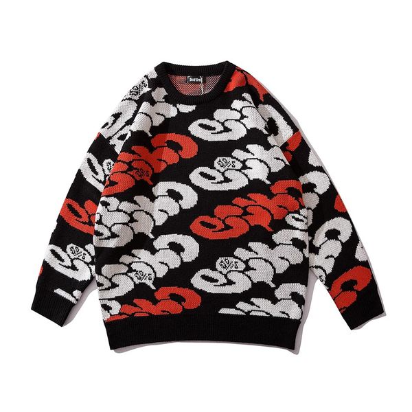 color block letter pullover sweater men korean clothes cashmere pull homme plus size retro sweaters hip hop designer, White;black
color block letter pullover sweater men korean clothes cashmere pull homme plus size retro sweaters hip hop designer, White;black