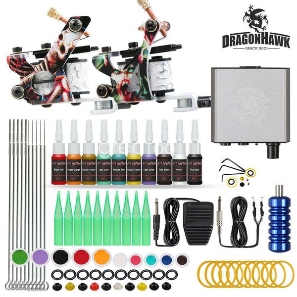 beginner tattoo kit supplies equipment 2 machine color ink needle power tip grip
beginner tattoo kit supplies equipment 2 machine color ink needle power tip grip