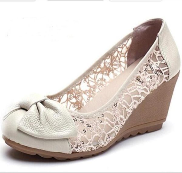 2017 new fashion high heels women pumps genuine leather lace ivory ladies wedge shoes sandal, Black
2017 new fashion high heels women pumps genuine leather lace ivory ladies wedge shoes sandal, Black