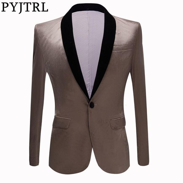 pyjtrl men shawl lapel autumn winter shiny gray velvet slim fit blazer wedding groom prom dress suit jacket stage singer costume, White;black
pyjtrl men shawl lapel autumn winter shiny gray velvet slim fit blazer wedding groom prom dress suit jacket stage singer costume, White;black