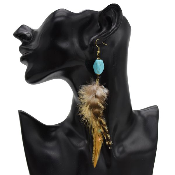 new fashion bohemian earrings retro folk style leaf turquoise feather tassel earrings women jewelry gift, Silver
new fashion bohemian earrings retro folk style leaf turquoise feather tassel earrings women jewelry gift, Silver