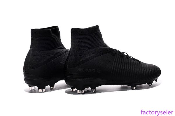full black original soccer cleats soft spike mercurial superfly v fg soccer shoes