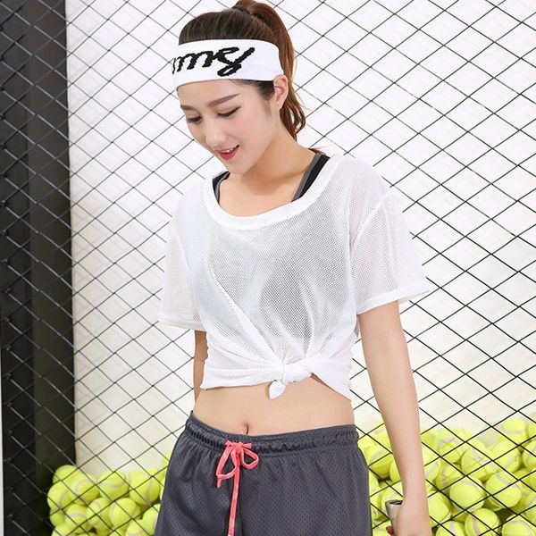 women hollow running sports short-sleeved t-shirt running yoga fitness clothing breathable, White;red
women hollow running sports short-sleeved t-shirt running yoga fitness clothing breathable, White;red