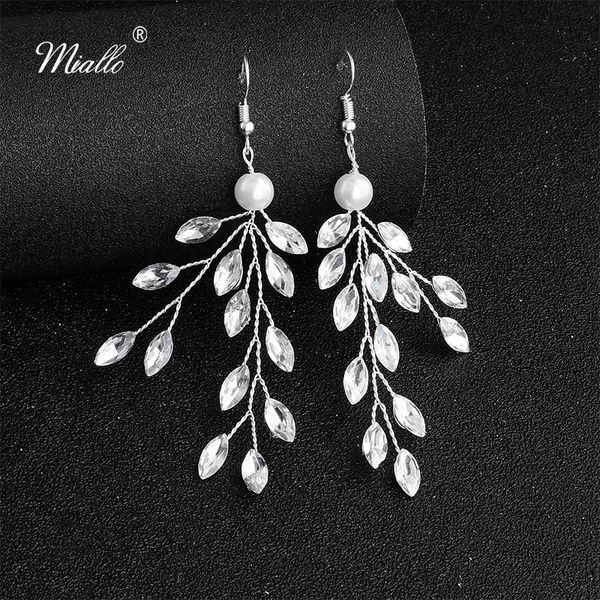 miallo 2019 new arrivals handmade wedding drop earrings bridal austrian crystal bride bridesmaids earrings for women, Silver
