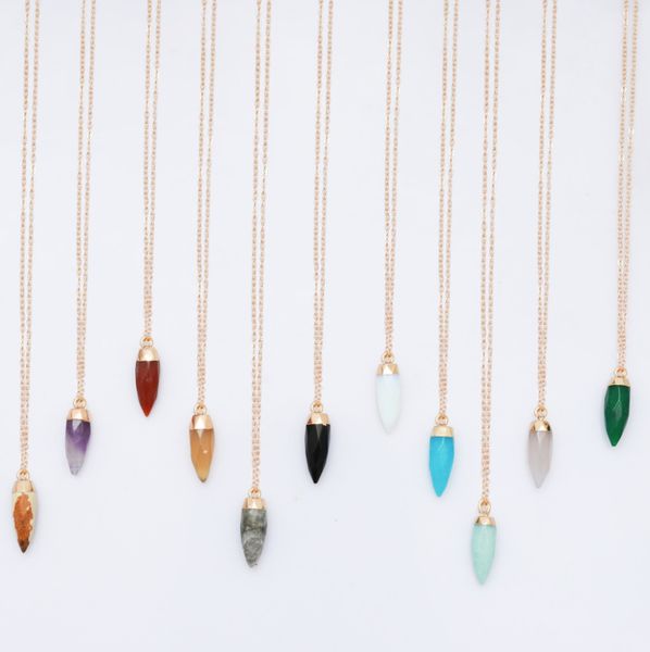natural stone pendant necklace chain boho boheimian jewelry gift big horn choker necklace, Silver
natural stone pendant necklace chain boho boheimian jewelry gift big horn choker necklace, Silver