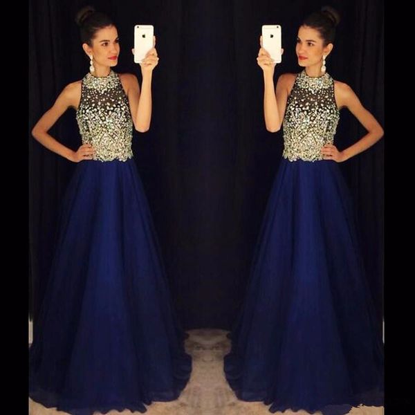 elegant a line royal blue prom dresses high neck crystals chiffon long evening dresses prom gown robe de soiree 133, Black
elegant a line royal blue prom dresses high neck crystals chiffon long evening dresses prom gown robe de soiree 133, Black