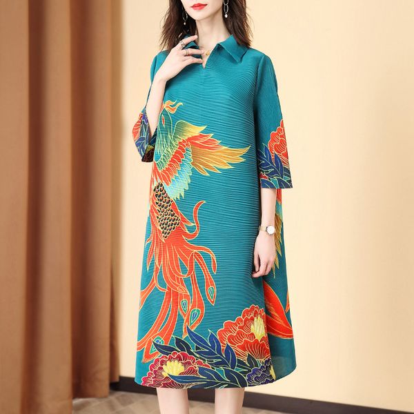 spring autumn women pleated dress fashion new tidal popular print loose dress, Black;gray
spring autumn women pleated dress fashion new tidal popular print loose dress, Black;gray