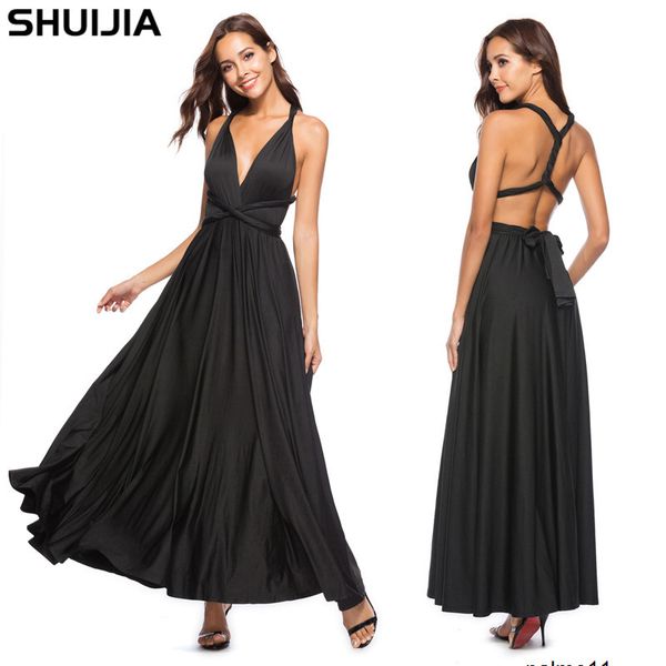 womens designer multi-wear multi-rope cross backless dress hhfq, Black;gray