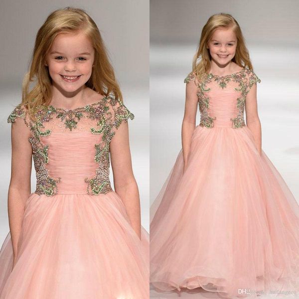 blush pink lovely flower girls dresses cap sleeve beads princess kids first communion gowns for wedding party evening dress, White;blue
blush pink lovely flower girls dresses cap sleeve beads princess kids first communion gowns for wedding party evening dress, White;blue