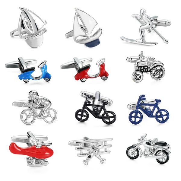 men's shirt cuff links transportation series fashion brand bicycle / battery car / motorcycle aircraft cuff links, Silver;golden
men's shirt cuff links transportation series fashion brand bicycle / battery car / motorcycle aircraft cuff links, Silver;golden