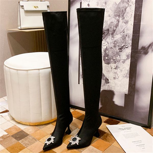 thigh high boots women crystal buckle strange style high heels over the knee boots high-heeled shoes woman stretch sock, Black
thigh high boots women crystal buckle strange style high heels over the knee boots high-heeled shoes woman stretch sock, Black