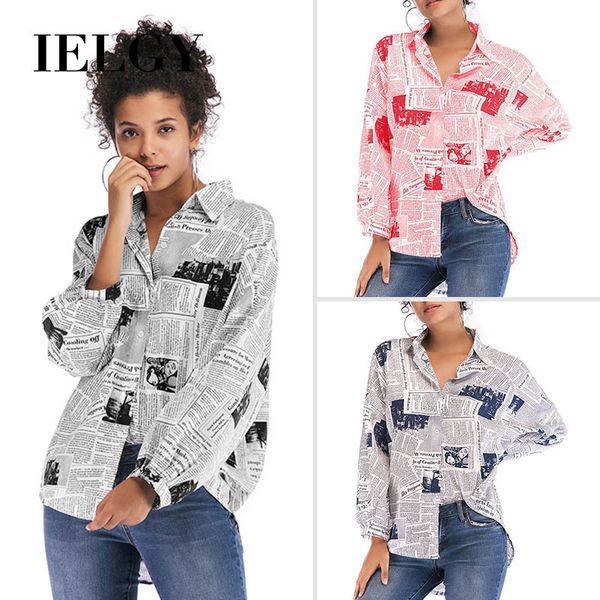 ielgy printed shirt women's newspaper alphabet wild long-sleeved fashion women, White
ielgy printed shirt women's newspaper alphabet wild long-sleeved fashion women, White