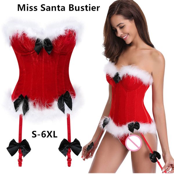 halloween christmas plus size s-6xl miss santa white fur trim bows red zip-up corset bustier with wide band satin lace-up and 2 garters, Black;white
halloween christmas plus size s-6xl miss santa white fur trim bows red zip-up corset bustier with wide band satin lace-up and 2 garters, Black;white