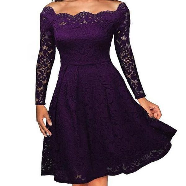 women long sleeve off the shoulder lace female elegant party casual dress ladies summer plus size vintage dress, Black;gray
women long sleeve off the shoulder lace female elegant party casual dress ladies summer plus size vintage dress, Black;gray