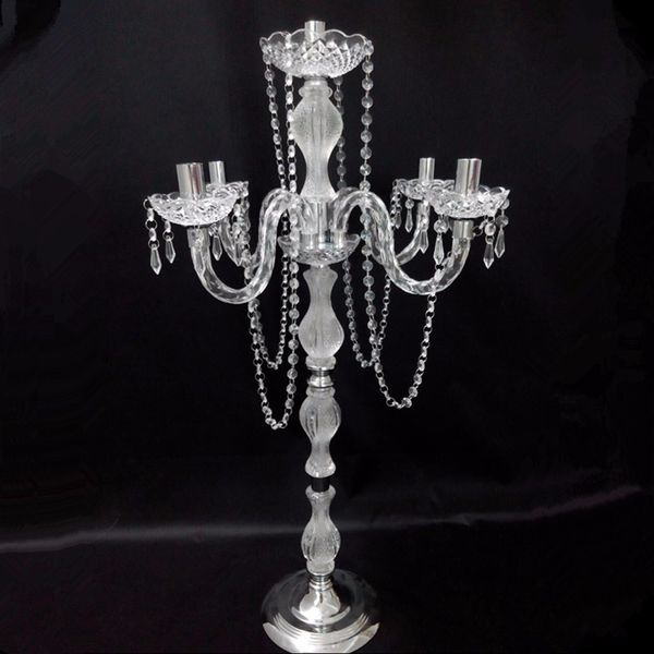 90cm tall acrylic 5-arms candelabra wedding candle holder table centerpiece decor supply