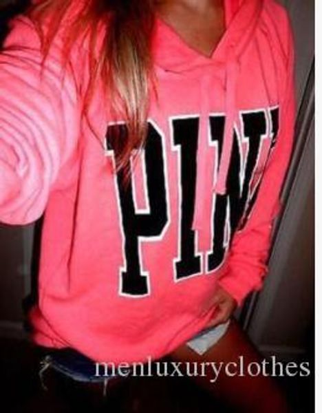 

womens fashion casual letters pink designer hoodies long sleeved thin sweatshirts, Black