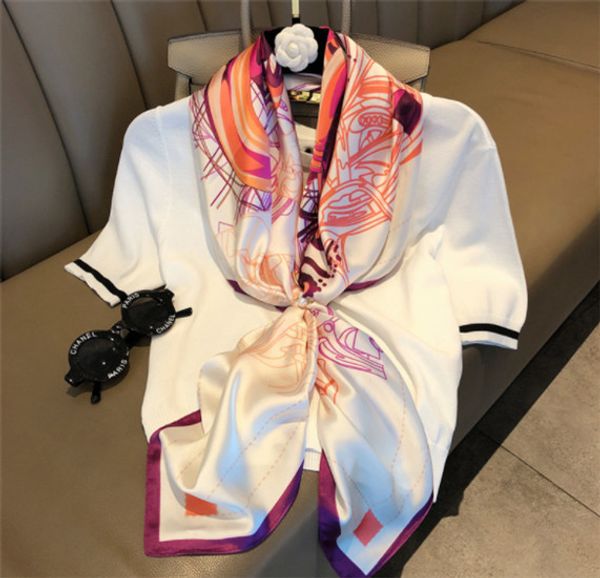 19 summer new fashion scarf chain pattern classic printed silk scarf travel sunscreen decoration versatile shawl girl, Blue;gray
19 summer new fashion scarf chain pattern classic printed silk scarf travel sunscreen decoration versatile shawl girl, Blue;gray