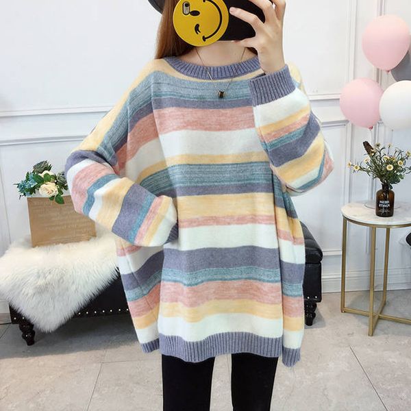 2020 women soft autumn o-neck sweaters chic daily female pullover sweet student striped harajuku knitted loose outwear a123, White;black
2020 women soft autumn o-neck sweaters chic daily female pullover sweet student striped harajuku knitted loose outwear a123, White;black