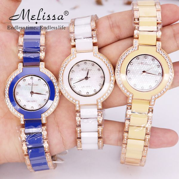melissa lady women's watch japan quartz fashion ceramic bracelet set rhinestone luxury crystal party girl birthday gift box, Slivery;brown
melissa lady women's watch japan quartz fashion ceramic bracelet set rhinestone luxury crystal party girl birthday gift box, Slivery;brown