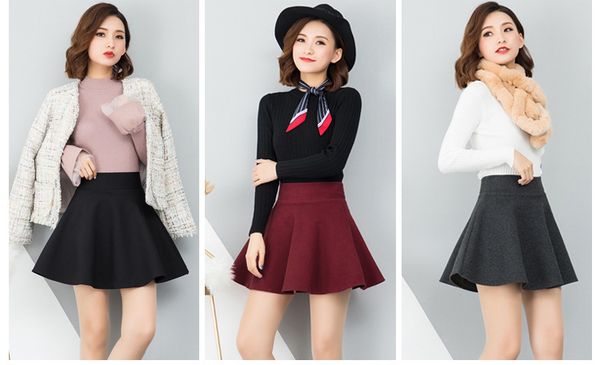 edition woollen umbrella skirt skirt, Black