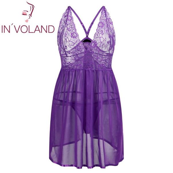 in'voland plus size xl-5xl sleepwear dress lounge sheer lingerie open back nightgowns sleepshirt babydoll set with g-string, Black;red
in'voland plus size xl-5xl sleepwear dress lounge sheer lingerie open back nightgowns sleepshirt babydoll set with g-string, Black;red