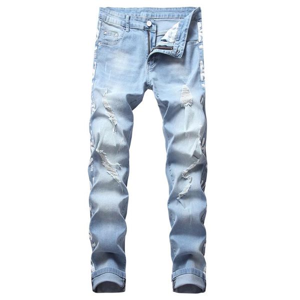 spring letter pattern boys trousers washed ripped male pants scratched with pockets pencil mens hole jeans distrressed, Blue
spring letter pattern boys trousers washed ripped male pants scratched with pockets pencil mens hole jeans distrressed, Blue