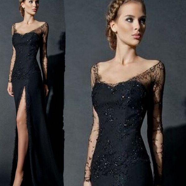 vestidos fashion black v-nec lace a-ine long prom dresses 2019 elegant long sleeves backless split evening dress formal party dresses
vestidos fashion black v-nec lace a-ine long prom dresses 2019 elegant long sleeves backless split evening dress formal party dresses