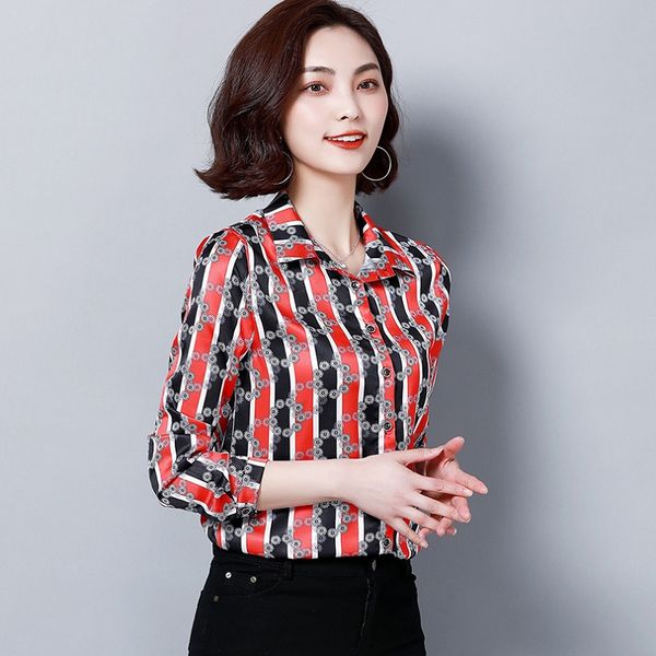 2020 new elegant printed shirt silk satin women long sleeve lapel neck ladies blouses plus size runway designer office button shirts, White
2020 new elegant printed shirt silk satin women long sleeve lapel neck ladies blouses plus size runway designer office button shirts, White