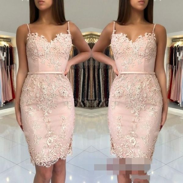 2023 blush pink short mini homecoming dresses spaghetti straps lace appliques sleeveless sheath knee length party graduation cocktail gowns, Blue;pink
2023 blush pink short mini homecoming dresses spaghetti straps lace appliques sleeveless sheath knee length party graduation cocktail gowns, Blue;pink