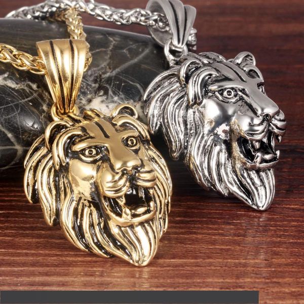 hip-hop jewelry men's 316l stainless steel biker lion heads pendant fashion necklace with chain 24, Silver
hip-hop jewelry men's 316l stainless steel biker lion heads pendant fashion necklace with chain 24, Silver