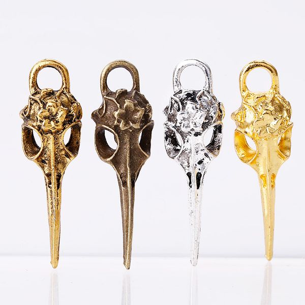50pcs/bag retro four colors 40*12mm skull skeleton bird head charms pendants designer jewelry making necklace bracelet accessories, Bronze;silver 
50pcs/bag retro four colors 40*12mm skull skeleton bird head charms pendants designer jewelry making necklace bracelet accessories, Bronze;silver
