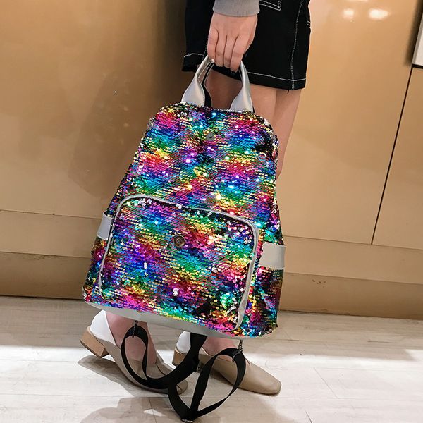 2019 summer backpack women's new fashion student backpack korean sequin travel school bag trend women's bag 
2019 summer backpack women's new fashion student backpack korean sequin travel school bag trend women's bag