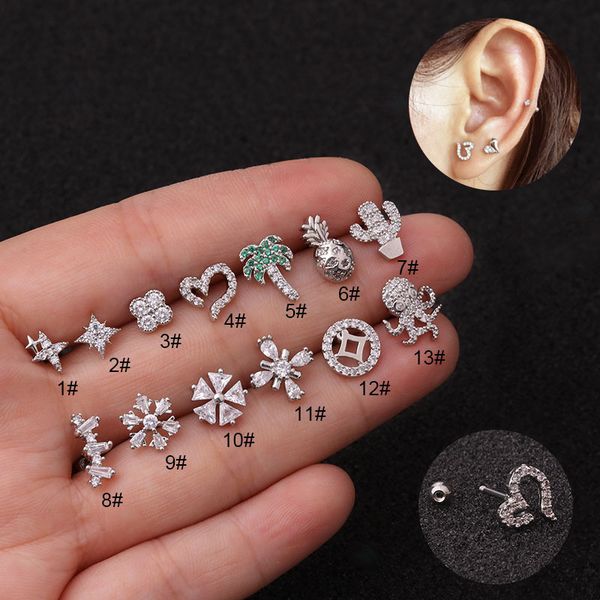luruixu 1pc stainless steel cz cartilage earrings eye flower safety pin helix tragus conch screw back stud ear piercing jewelry, Golden;silver
luruixu 1pc stainless steel cz cartilage earrings eye flower safety pin helix tragus conch screw back stud ear piercing jewelry, Golden;silver
