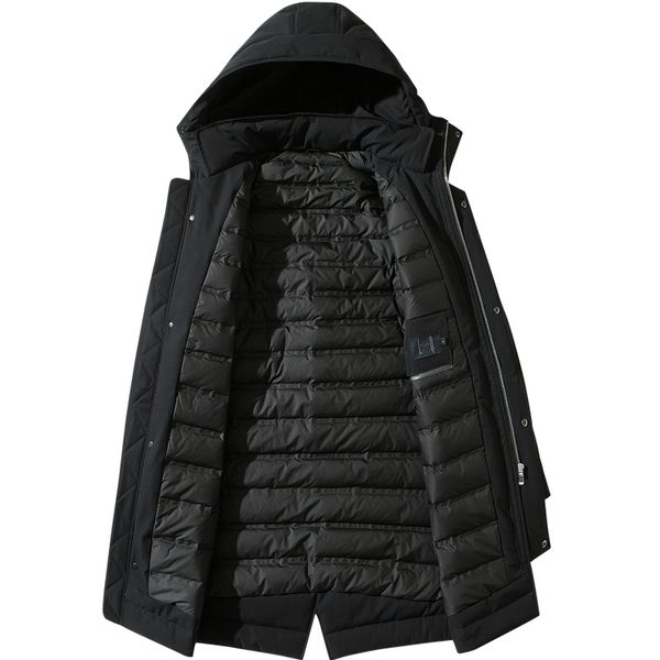 man winter warm long down jacket duck down jacket men x-long grey duck coat, Black