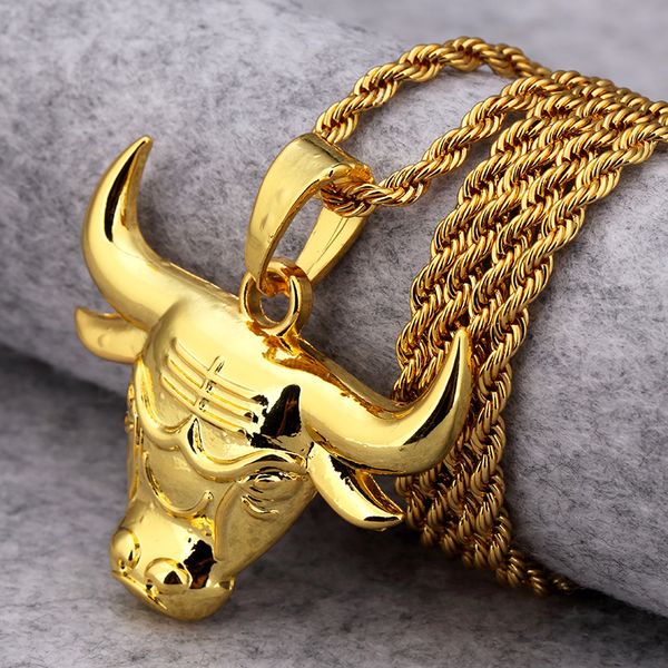 wholesale-18k thick gold plating super flash personality bull head necklace black street hip hop hiphop accessories, Silver
wholesale-18k thick gold plating super flash personality bull head necklace black street hip hop hiphop accessories, Silver