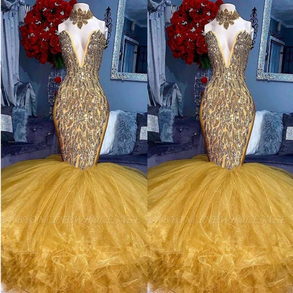 vestidos de gala beaded v neck long prom dresses 2019 gold tulle mermaid evening gowns layed ruffles formal party dresses, White;black
vestidos de gala beaded v neck long prom dresses 2019 gold tulle mermaid evening gowns layed ruffles formal party dresses, White;black