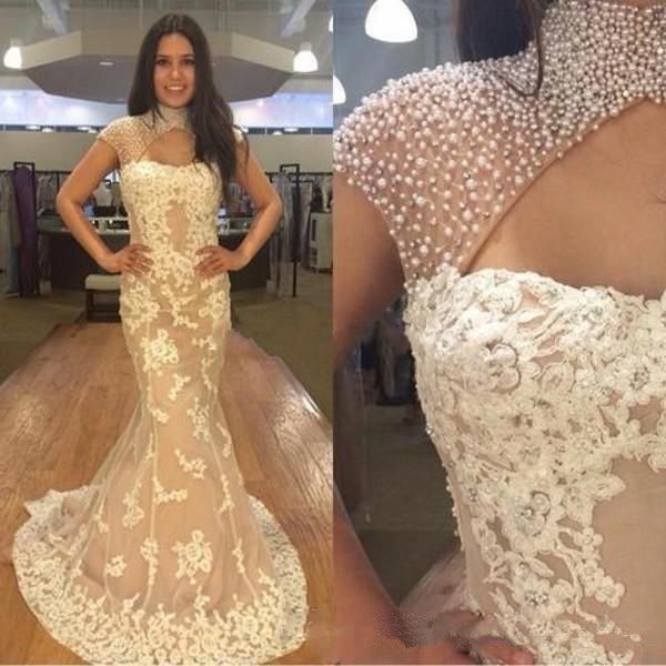 high neck champagne mermaid prom dresses 2019 hollow sweep train cap sleeves lace pearls beads arabic long formal evening party gowns cheap, Black;red 
high neck champagne mermaid prom dresses 2019 hollow sweep train cap sleeves lace pearls beads arabic long formal evening party gowns cheap, Black;red