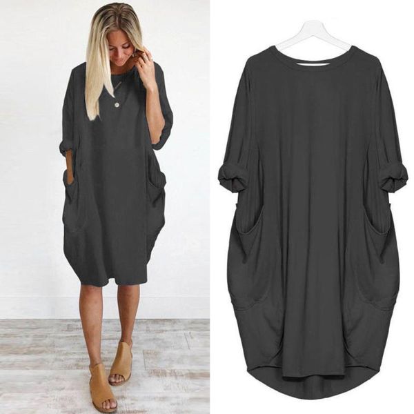 casual dresses summer womens dress fashion pocket loose ladies crew neck long plus size grils for women, Black;gray
casual dresses summer womens dress fashion pocket loose ladies crew neck long plus size grils for women, Black;gray