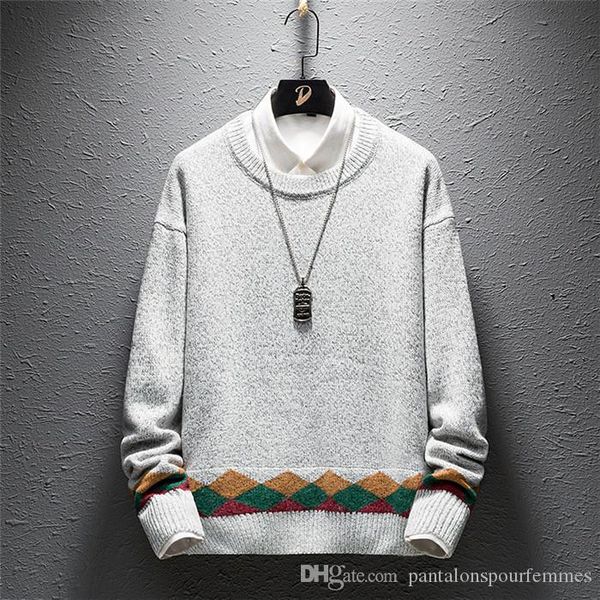 mens casual pullover sweaters designer autumn winter loose long sleeve homme clothing fashion crew neck sweaters, White;black
mens casual pullover sweaters designer autumn winter loose long sleeve homme clothing fashion crew neck sweaters, White;black