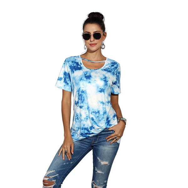 short sleeve print tshirt women tie-dye blue o neck hollow summer casual breathable soft loose pullover tee shirts, White
short sleeve print tshirt women tie-dye blue o neck hollow summer casual breathable soft loose pullover tee shirts, White