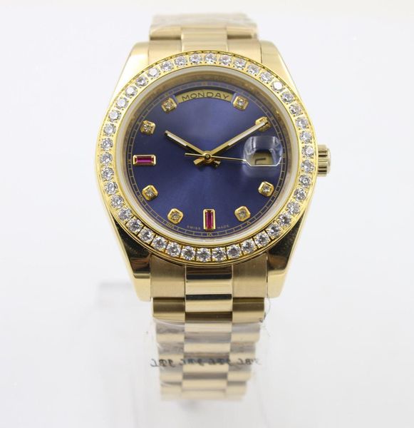 2020 2019 superlative chronometer automatic diamon men wristwatch full yellow gold belt blue face with calendar folding clasp daydate, Slivery;brown
2020 2019 superlative chronometer automatic diamon men wristwatch full yellow gold belt blue face with calendar folding clasp daydate, Slivery;brown