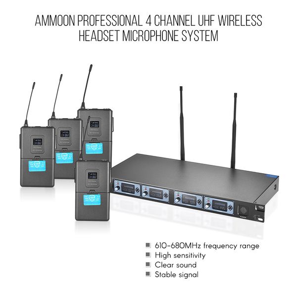 new 4t professional 4 channel uhf wireless headset microphone system 4 mics 1 wireless receiver
new 4t professional 4 channel uhf wireless headset microphone system 4 mics 1 wireless receiver