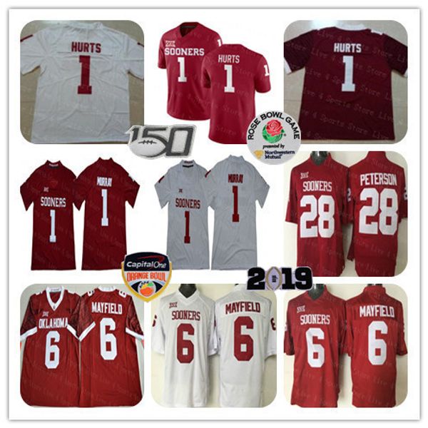 2019 men ncaa oklahoma sooners 1 jalen hurts football jersey kyler murray 6 baker mayfield 28 adrian peterson red orange peach bowl 150th, Black
2019 men ncaa oklahoma sooners 1 jalen hurts football jersey kyler murray 6 baker mayfield 28 adrian peterson red orange peach bowl 150th, Black