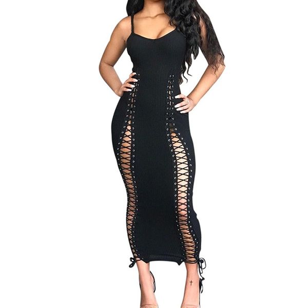 fashion women spaghetti strap party dress female v-neck sleeveless bandage bodycon maxi dresses, Black;gray
fashion women spaghetti strap party dress female v-neck sleeveless bandage bodycon maxi dresses, Black;gray