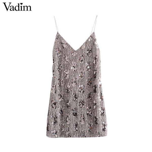 vadim women sequined sleeveless mini dress v neck backless spaghetti strap tassels party club design female dresses qc984, Black;gray
vadim women sequined sleeveless mini dress v neck backless spaghetti strap tassels party club design female dresses qc984, Black;gray