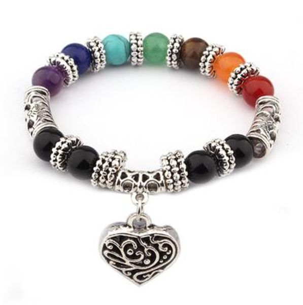 7 chakra stone bead bracelet bangle for women men peach heart charm rainbow healing reiki prayer buddha jewelry gift couple, Black
7 chakra stone bead bracelet bangle for women men peach heart charm rainbow healing reiki prayer buddha jewelry gift couple, Black