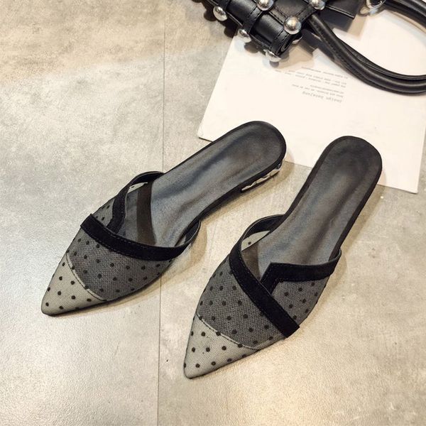 women summer casual pointed toe crystle heel slippers female slip on mules polka dot shoes fashion comfort ladies mesh footwear, Black
women summer casual pointed toe crystle heel slippers female slip on mules polka dot shoes fashion comfort ladies mesh footwear, Black